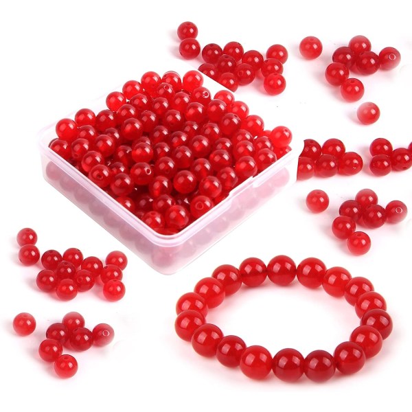 100 STK perler for smykkefremstilling Armbåndperler for å lage Røde agatperler Smykkeperler til armbånd Halskjedehåndverk