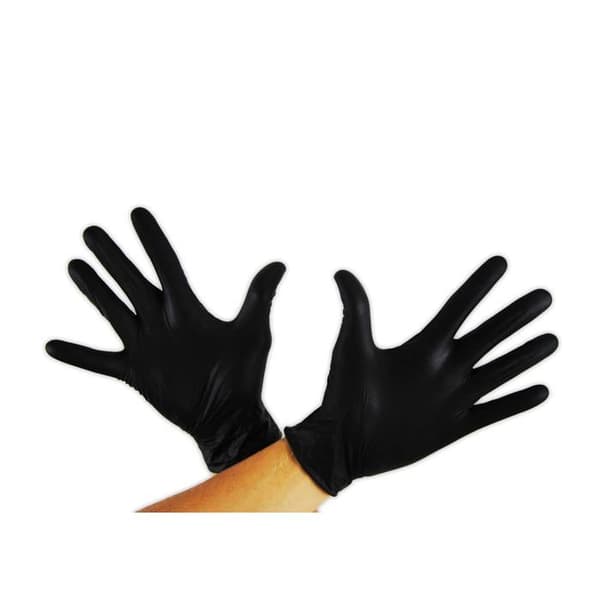 Nitrilhandsker, engangs pudderfri, latexfri, sort nitril (100, S)
