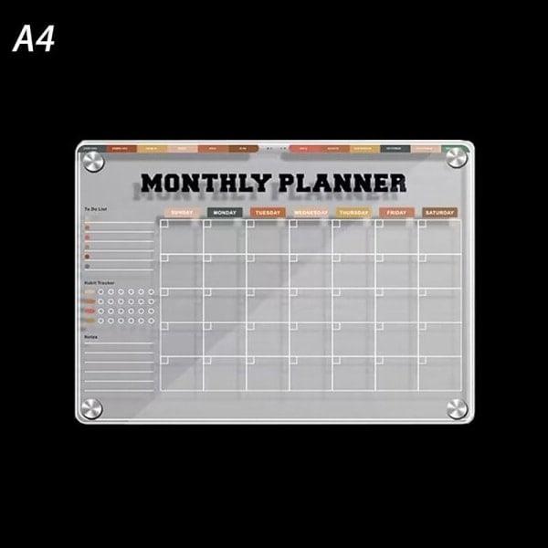 Magnetisk akrylkalender Genomskinlig kylskåpskalender