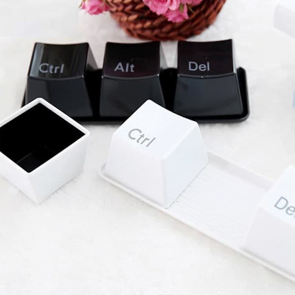 3 st tangentbord kaffe te vattenkopp Ctrl Del Alt tangentmugg med brickset, 50% rabatt White