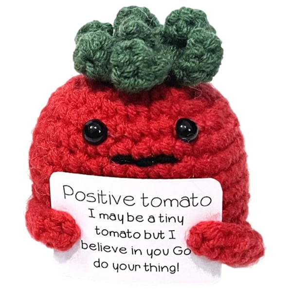 Mini stickad med positivt kort Lätt tomatdocka Anti Fade Wool Uppmuntra