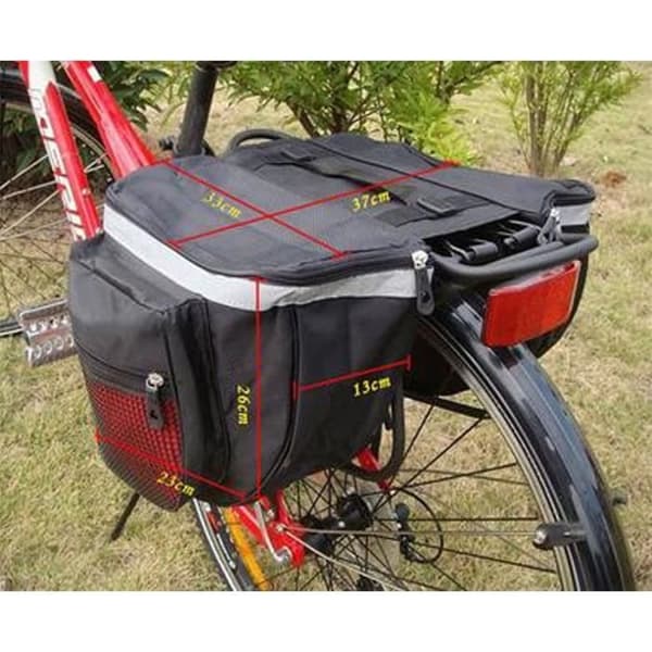 Vattentät bagagehållare för cykel, förvaringsväska för baksäte, dubbel packväska, röd