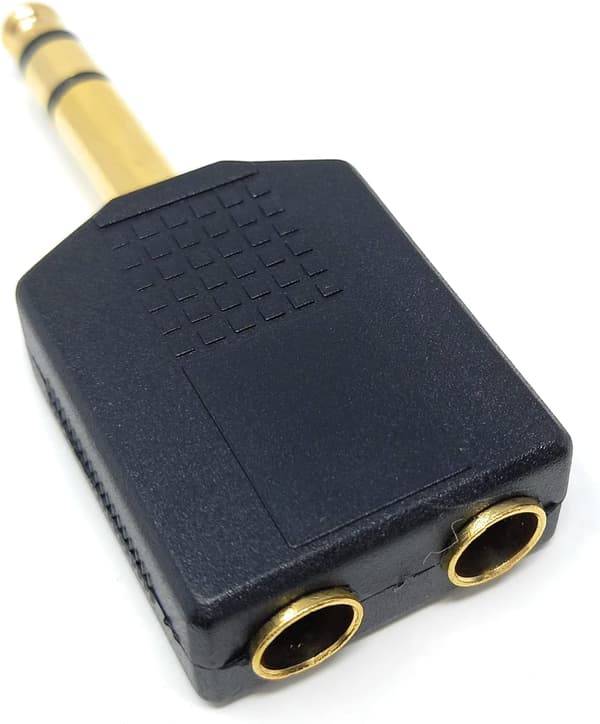 1 stk. 6,35 mm 1/4 tomme stereo jack splitterkabeladapterledning 1 x stik til 2 x fatninger, han til hun