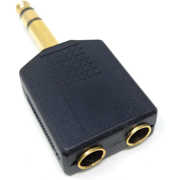 1pcs 6.35mm 1/4 inch Stereo Jack Splitter Cable Adapter Lead 1 x Plug to 2 x Sockets, Male to Female