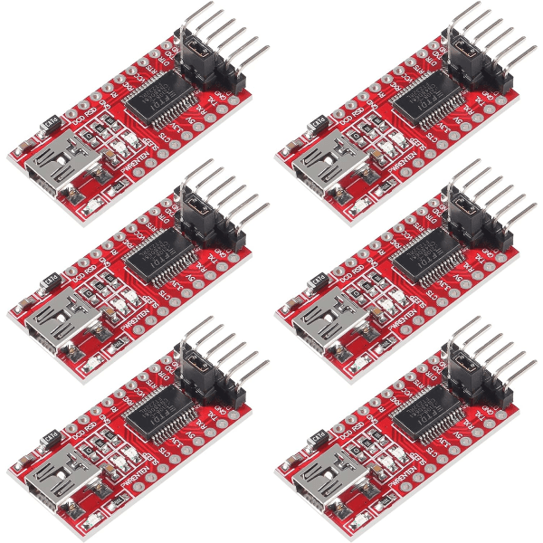 6 stk FT232RL Mini USB til TTL Serikonverter Adaptermodul 3.3V 5.5V FT232R Port DTR RX TX VCC CTS GND Pin