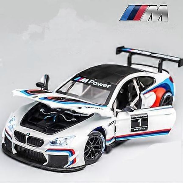 1:24 M4 GT3 Legert Sportsbil Modell Støpt Metall Leketøy Bil Kjøretøy Modell Simulering Lyd og Lys Samling Barnegave M6 GT3 White