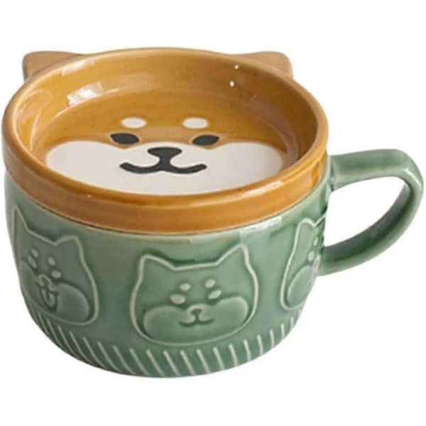 Japansk Sød Krus Keramisk Shiba Inu Panda Kaffekop Med Låg Hjemme Par Mælk Morgenmadskop Vand