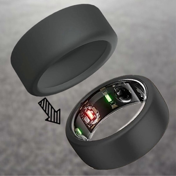 Silikonringbeskytter for Oura Ring Gen 3 - Arbeidsvennlig, Anti-Fall, Anti-Skli, Elastisk Deksel S/M Universal Størrelse, Enkel å Bruke, Smart Ring Elastisk Hylse Black M