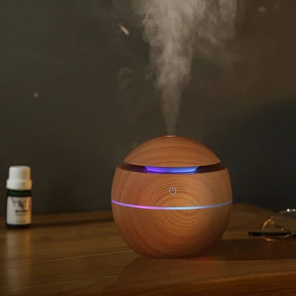 Ultralyds aroma diffuser med farverig LED-belysning, luftfugter, soveværelse, æterisk olie diffuser