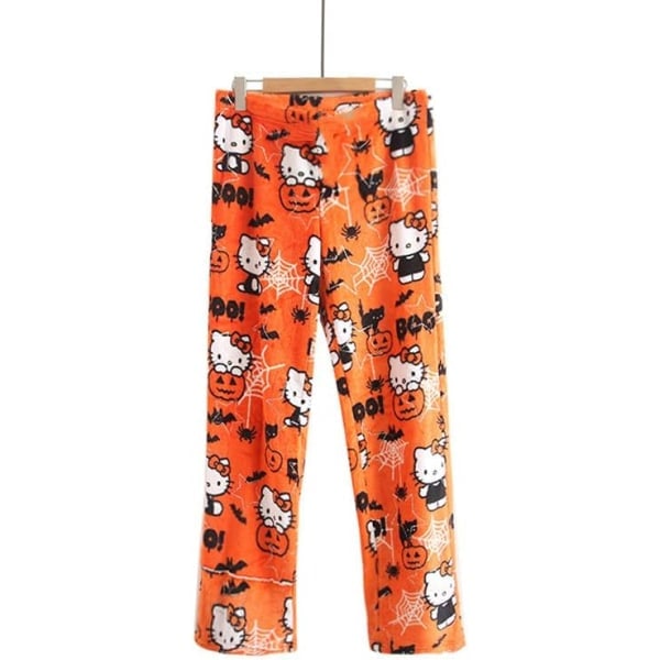 Sööt Cartoon-Päiväpuku Housut Naisille Kaikki Yli Painettu Flanelli Pyjamat Joulu Halloween Lämmin Kotiasu Graffiti Housut Style-2 XL