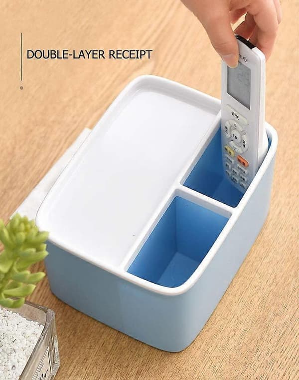 Multifunktionell Tissue Box, Fjärrkontroll- och Tissuehållare, Organizer med Tissue Box Blue