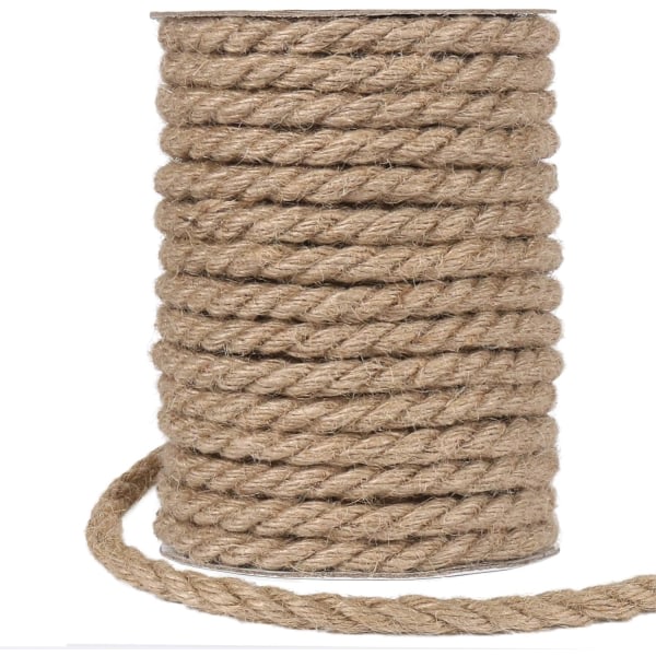 Jute-naru 20 m paksu juuttiköysi 10 mm hamppunarua pakkaamiseen, kodin sisustukseen, puutarhanhoitoon