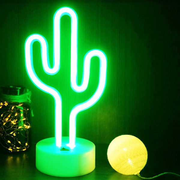 Kaktus Neonvalo Kaktusvalo LED-valo, USB-lataus/paristokäyttöinen lasten yövalo makuuhuoneen tytön makuuhuoneen sisustukseen (Kaktus)