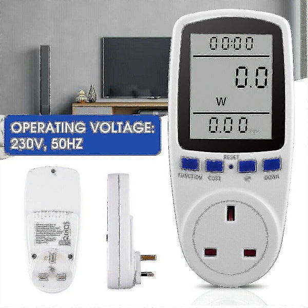 Strømmåler for strømforbruk UK/EU/AU-plugg - Wattmåler, kWh-analysator, stikkontakt AU Plug