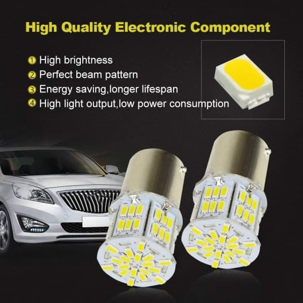 2 st 1156 BA15S P21W LED-lampor 12V 6500K