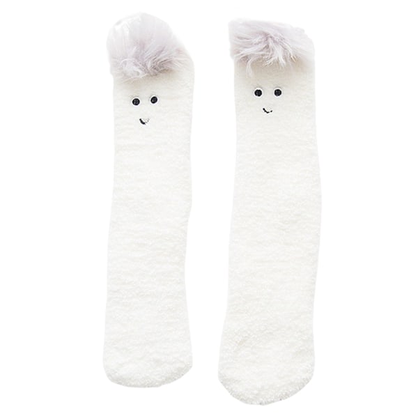 1 Par Vuxnastrumpor Cartoon Katt Kanin Alpacka Giraff Kyckling Fuzzy Fluffig Tjock Stretchy Håll Varma Korall Fleece Höst Vinter Golv Sovstrumpor White One Size