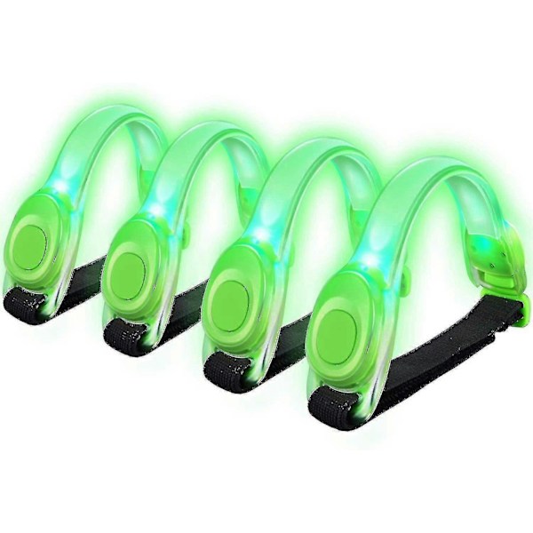 4 stk LED-armbånd Refleks LED-armbånd for løping og jogging Green