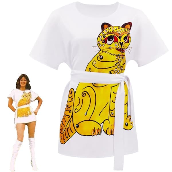 ABBA Retro Agnetha Fältskog Cosplay Kostume - Guld Festtøj, Halloween Kjole til Kvinder, Størrelse M