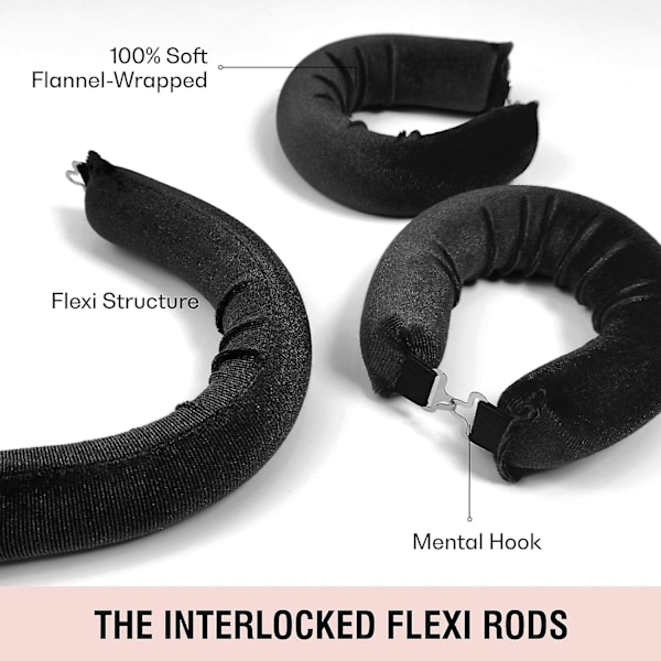 3 stk. Varmefrie Hårcurlere, Blød Fløjl Tyk Flexi Rods Med Krog, Varmefrie Hårcurlere Curling Rod Til At Sove I, Overnight Varmefrie Krøller Til Blowout L Pink