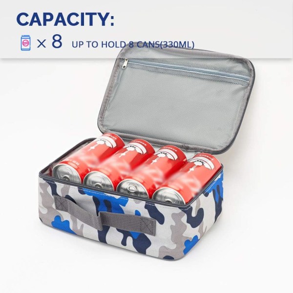 Mini madpakke til børn, isoleret genanvendelig madpakke til piger og drenge, varme eller kolde snacks Madpakke til skole, arbejde, picnic (Camouflage2)