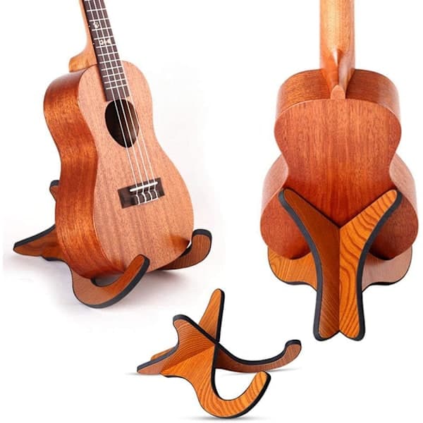 Ukuleleholder i træ, sammenklappelig holder til mandolin, violin, guitar, banjo