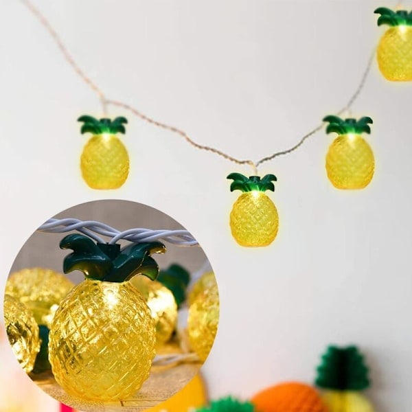 Ananas-ljusslingor, 2 meter, Utomhus, Sommaruteplats, Batteridrivna, Semester, Trädgård, Sovrum, Varmvit