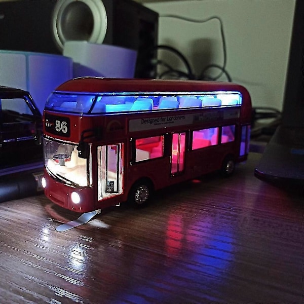 Dobbelt-dækker London Bus Legetøj med Blinkende Døre og Musik