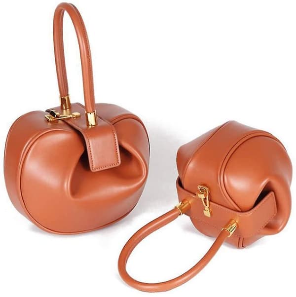 Modedesigner Dame Håndtaske i Ægte Læder med Topgreb Brown 23cm*17cm*9.5cm