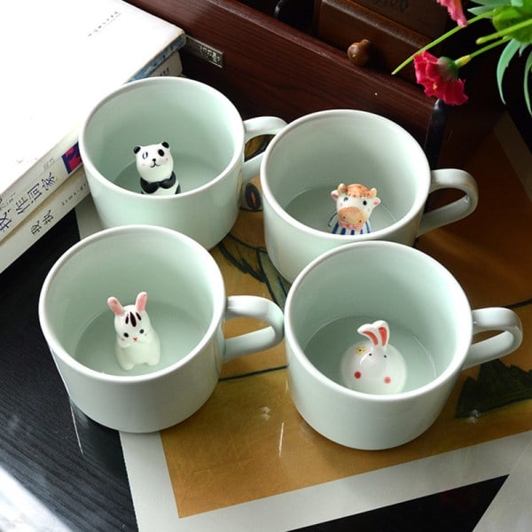 3D Djurmugg Djur Inuti Koppen Cartoon Keramisk Figur Tekopp Jul Födelsedagspresent Till Barn Kvinnor Män Kaffe Mugg 9