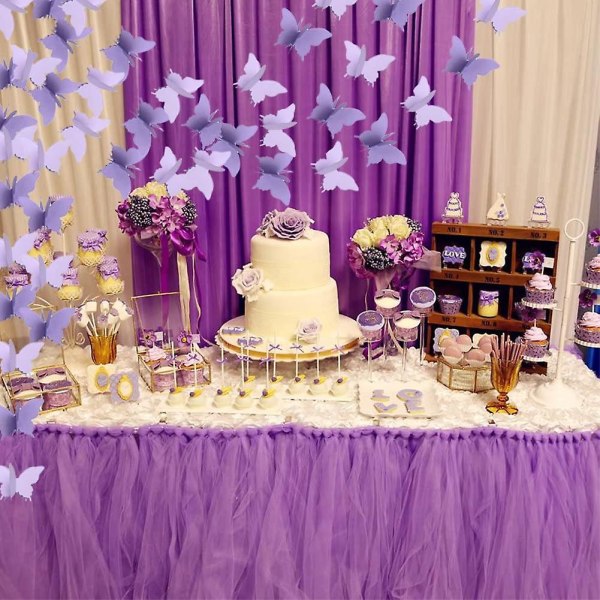 Fjärilsbanderoll dekorativ pappersgirland för bröllop, baby shower, födelsedag och temadekor 110 tum lång set med 2 delar ljuslila