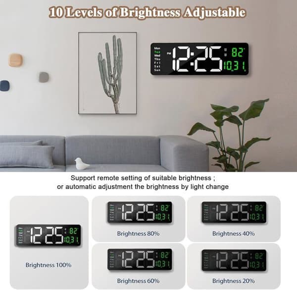 16\" LED Digital Väggklocka Stor Display med Fjärrkontroll Stor Skärm Timer Nedräkningstimer