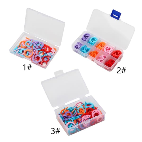 30/100/120x/ Set Neulepuikkomerkit Värikkäät Neulepuikkomerkit Virkkausmerkit 30 boxes