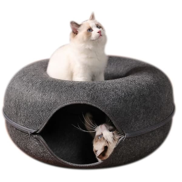 1 kpl Lemmikkien Tunneli Donitsi Kissanpeti Dark Gray