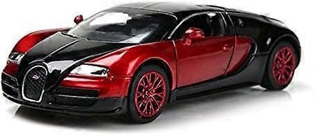 1:32 Bugatti Veyron støpt bil, legeringsmodellbiler leketøybiler for 3 til 12 år Rød