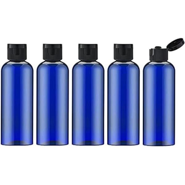100 ml blå vätskedispensrar (5-pack), påfyllningsbara kosmetikflaskor för resor