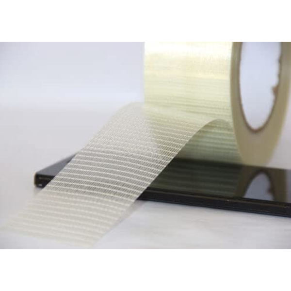 1 pakkaus vahvaa ristikudosvahvistettua teippiä, läpinäkyvää kaksisuuntaista filamenttiteippiä, lasikuituteippiä, 50 mm x 50 m