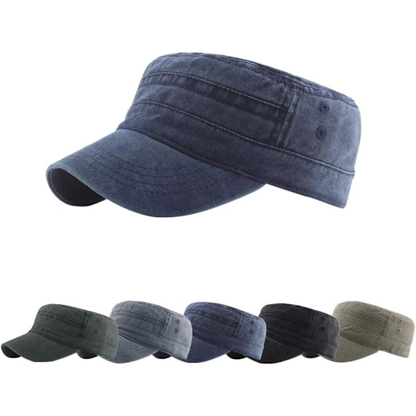 Vintage sotilashattu miehille ja naisille Säädettävä pesty puuvilla Hätäinen armeijan lippalakki Unisex Pehmeä Kevyt Tasakatto Urheilulippalakki