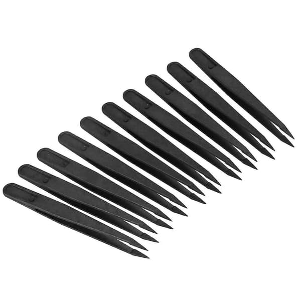 10 stk. Svart Plast Tip Hode Antistatisk Pinsett 12cm Lengde