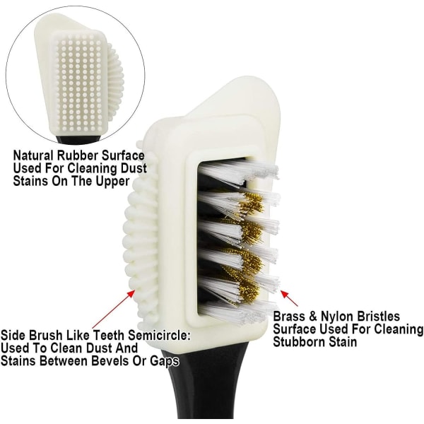 Mockaborste med 4 sidor, multifunktionell Nubuck-mässings- och nylon , Rengöringsborste för skostövel i mockaläder