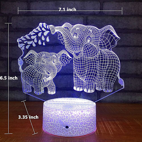 Elefant 3D Nattlampa för Barn 3D Lampa med 16 Färgväxlande Fjärrkontroll Elefant Leksaker 10 9 3 5 2 8 1 7 6 4 År Gamla Flickor Kvinnor Baby Pojkar Present