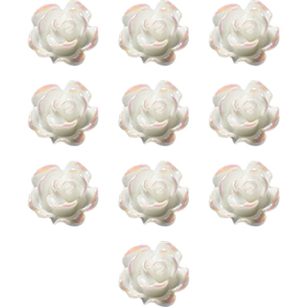 Nail Art 3D Resin Vit Ros Blomdesign Aurora Kronblad Nagelform9