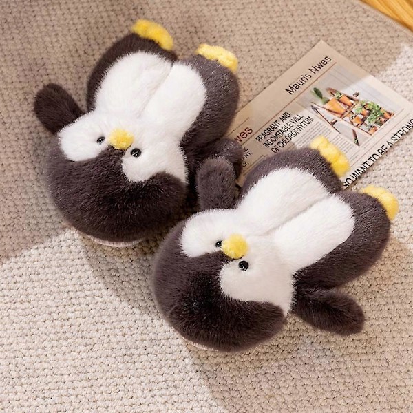 Söpöt pingviinitossut leluilla, lämpimät pehmeät liukuestetossut, talvi- ja kevätkotitossut naisille ja miehille StyleBBlue 40 41