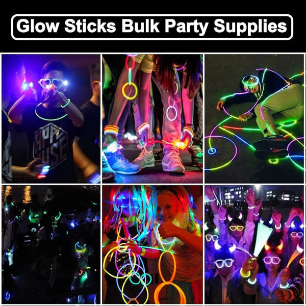 100 pakke Glow Sticks Bulk Halloween Party Favors, 8" Glowsticks Light Up Party for Halloween bursdagskarneval