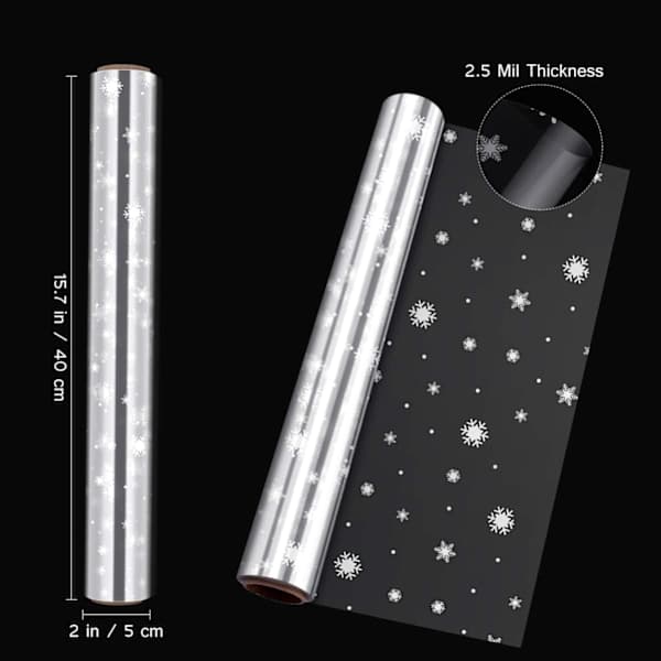 Klar cellofanförpackning med snöflingor 2,5 mm tjock