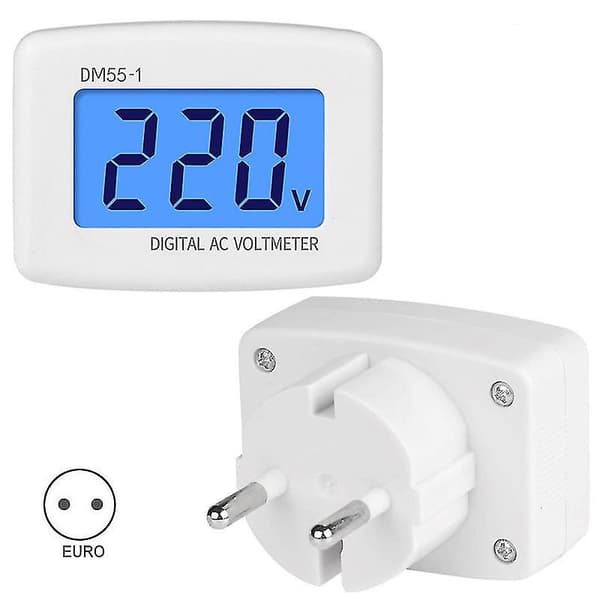 AC 110V 220V Digital Voltmeter EU Stik Volt Meter Stikkontakt Spændingstester LCD Display Spændingsmåler Væg Flad Spændingsmåler