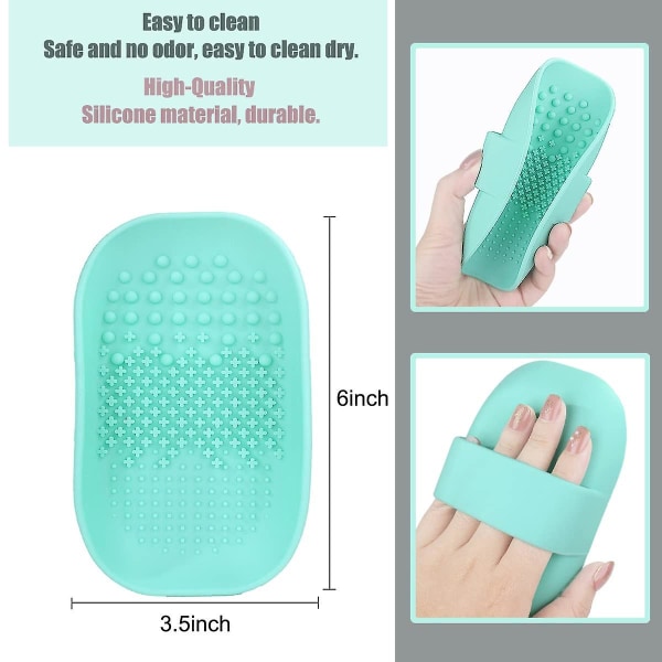 Silicon meikkiharjan puhdistusmatto Meikkiharjan puhdistustyyny selkähihnalla Kosmeettinen harjapuhdistusmatto Kannettava pesutyökalu meikille (vihreä)