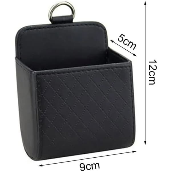 Biludluftningsorganisator, hængende opbevaring 9x5x12 cm, telefon-, nøgle- og brilleholder, sort