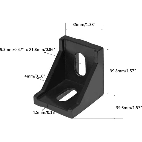 10 st invändigt hörnfäste, 39,8 mm x 39,8 mm högervinkelfästekontakt för 4040-seriens aluminiumprofilprofil
