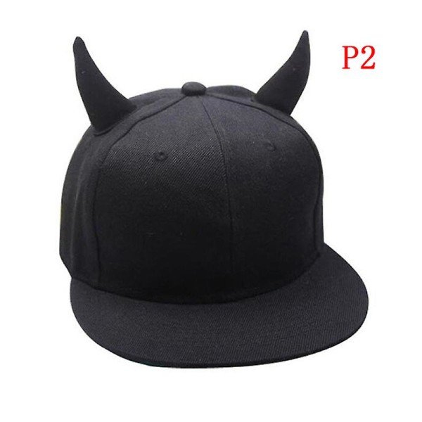 Herr Dam Snapback Justerbar Baseball Cap Hip Hop Hat Black Devil Horns Cap