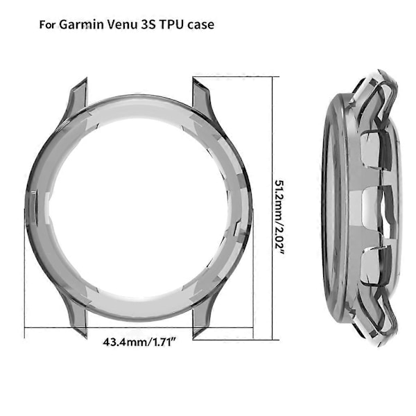 Skjermbeskytterhylster støvtett dekselhus Anti-riper for Venu 3S klokke Transparent purple